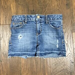 GAP Distressed Stretchy Cut-off Midi Jean Shorts